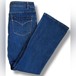 Women's Harley-Davidson Jean Mid Rise Size 6 Dark Pocket Detail Flare (30/31)‎